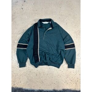 Vintage Classics by Palmland Mens Large Forrest Green Long Sleeve Polo Shirt